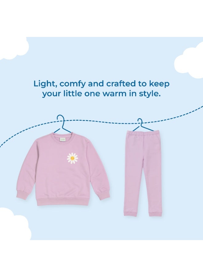 Luay Girls Winter Co-ord Set | Organic Cotton Top & Bottom | SoftCozy Winter Wear | Stylish Outfit ( Pink) - Image 3